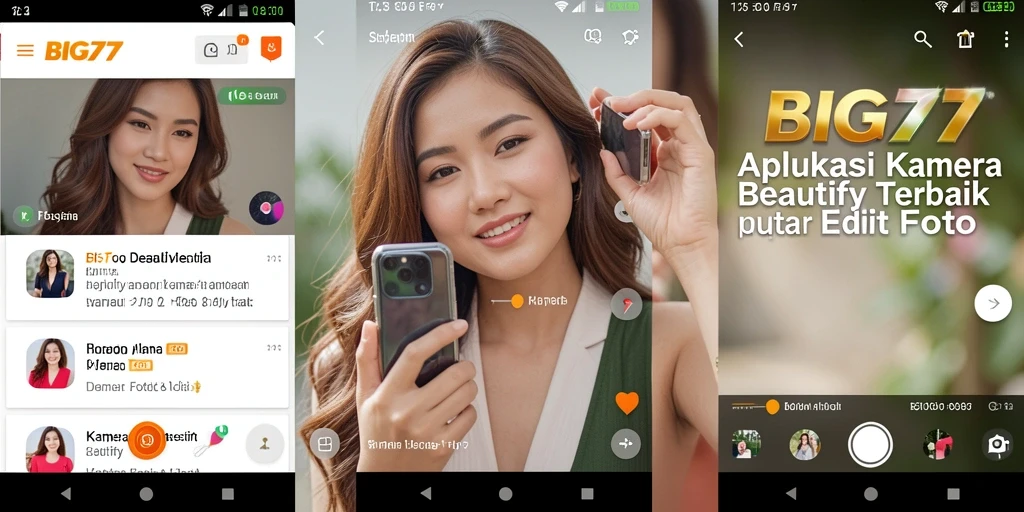 Tampilan antarmuka aplikasi BIG77 dengan fitur Kamera Beautify yang intuitif.