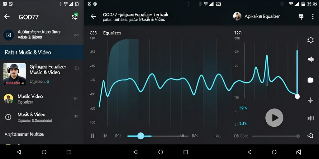 Antarmuka utama GOD77 dengan fitur equalizer yang dapat disesuaikan.