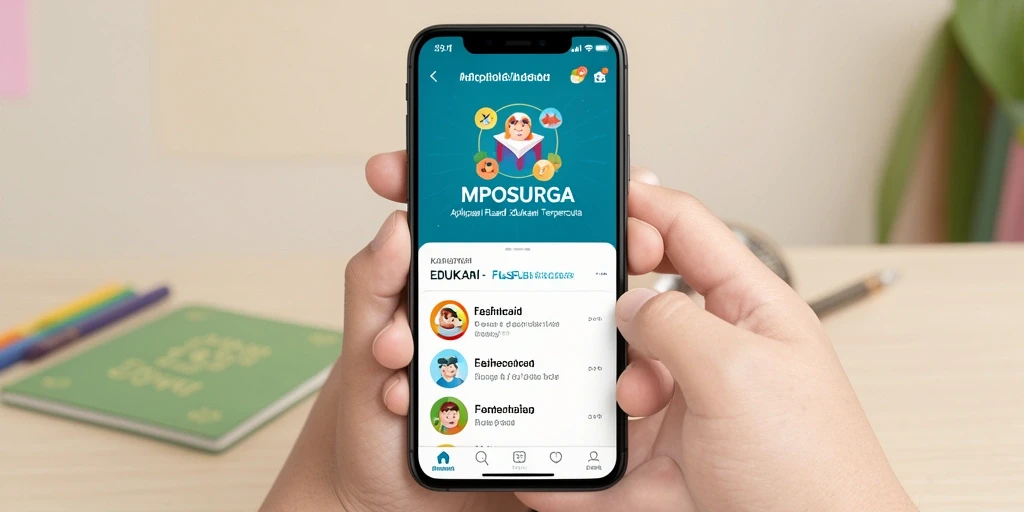 Antarmuka pengguna MPOSURGA dengan tampilan flashcard yang menarik.