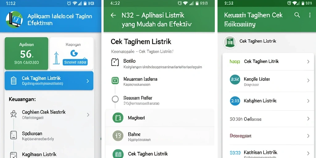 Tampilan antarmuka utama N32 untuk cek tagihan listrik.