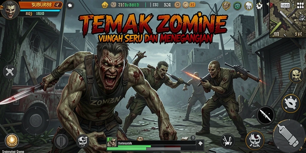 Antarmuka SUBUR88 dengan aksi tembak zombie yang seru.