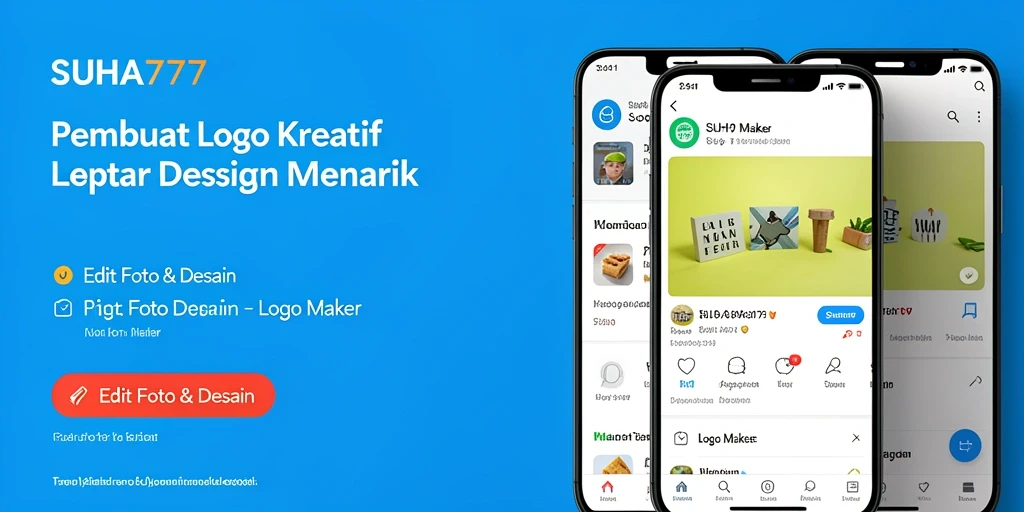 Antarmuka aplikasi SUHU777 untuk pembuat logo yang menarik.