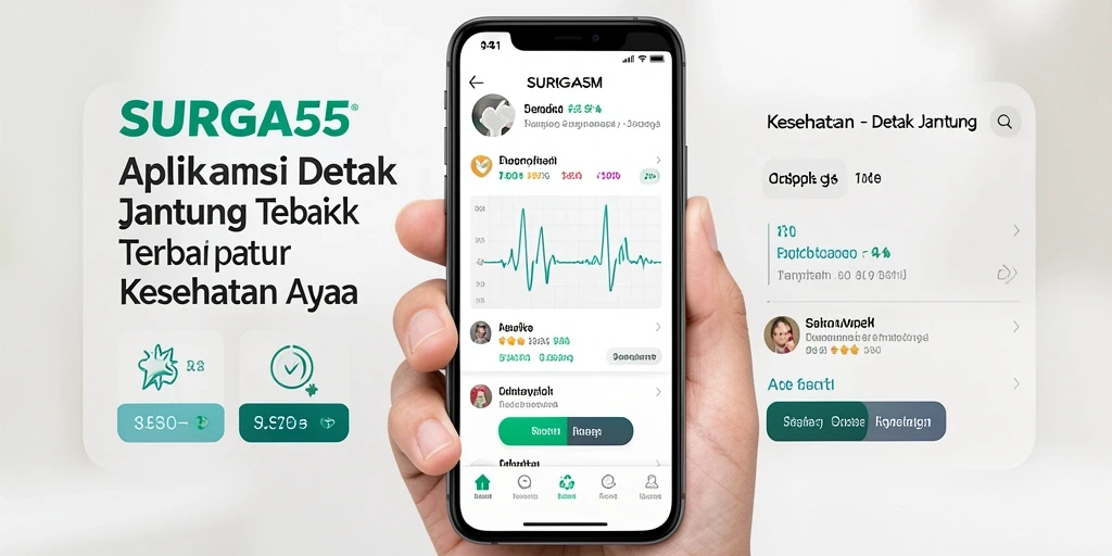 Antarmuka aplikasi SURGA55 yang intuitif untuk pemantauan detak jantung.